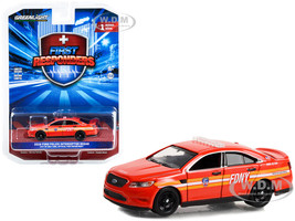 2016 Ford Police Interceptor Sedan Red FDNY The Official Fire Department City New York First Responders Series 1 1/64 Diecast Model Car Greenlight 67040C