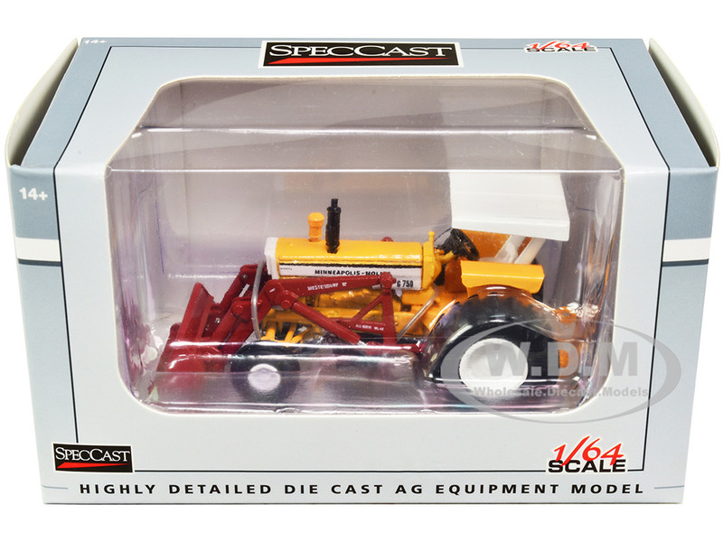 Minneapolis Moline G750 Wide Front Tractor Loader Yellow 1/64 Diecast Model SpecCast SCT902