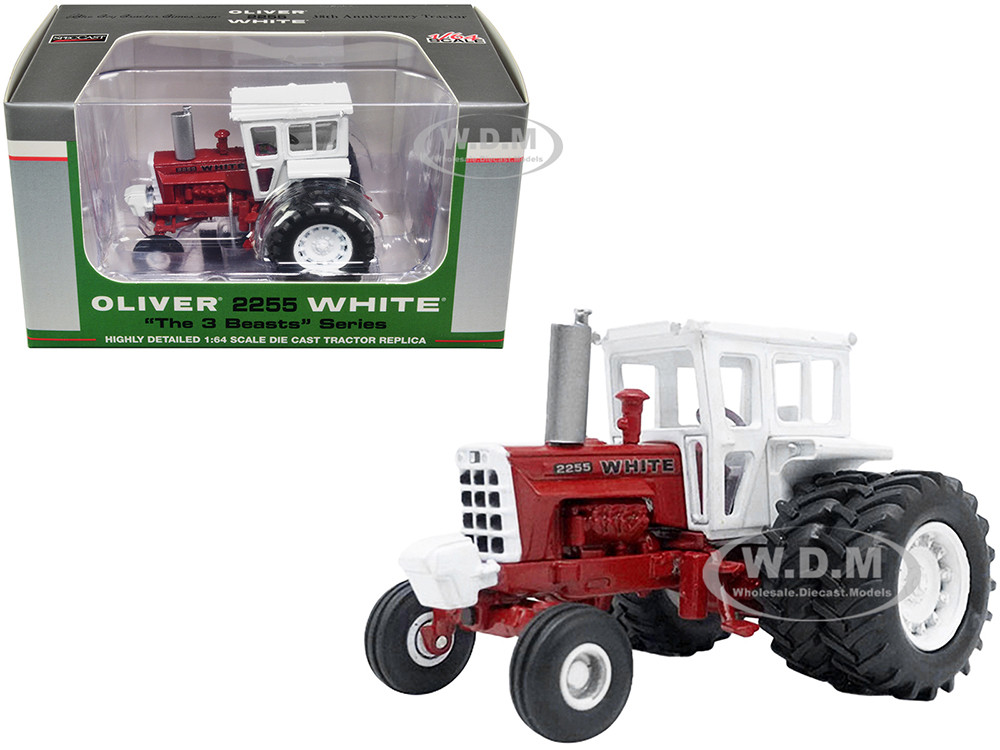 Oliver 2255 White Wide Front Tractor Dual Wheels Red White Canopy The 3  Beasts Series 1/