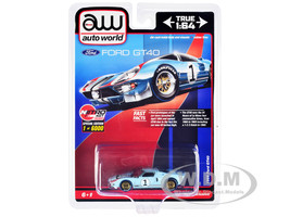 1966 Ford GT40 RHD Right Hand Drive #1 Light Blue Stripes Limited Edition 6000 pieces Worldwide 1/64 Diecast Model Car Auto World CP7921