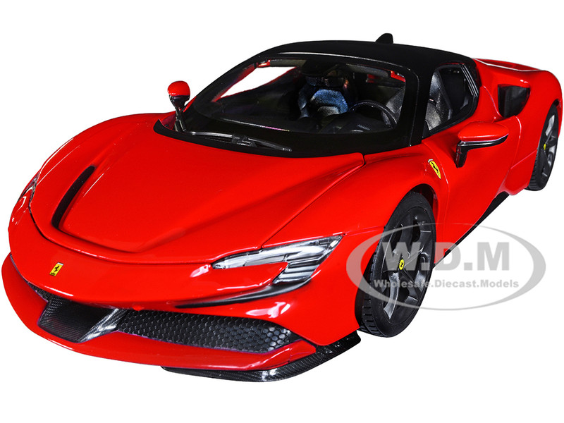 FERRARI SF90 STRADALE RED W/BLACK TOP 1/18 DIECAST MODEL CAR