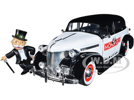 1939 Chevrolet Master Deluxe Black White Monopoly Mr. Monopoly Diecast Figure Hollywood Rides Series 1/24 Diecast Model Car Jada 33230