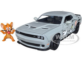 2015 Dodge Challenger Hellcat Gray Tom Graphics Jerry Diecast Figure Tom and Jerry Hollywood Rides Series 1/24 Diecast Model Car Jada 33722