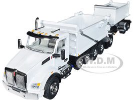 Kenworth T880 Quad-Axle Dump Truck Rogue Transfer Tandem-Axle Dump Trailer Viper White 1/64 Diecast Model DCP/First Gear 60-1279
