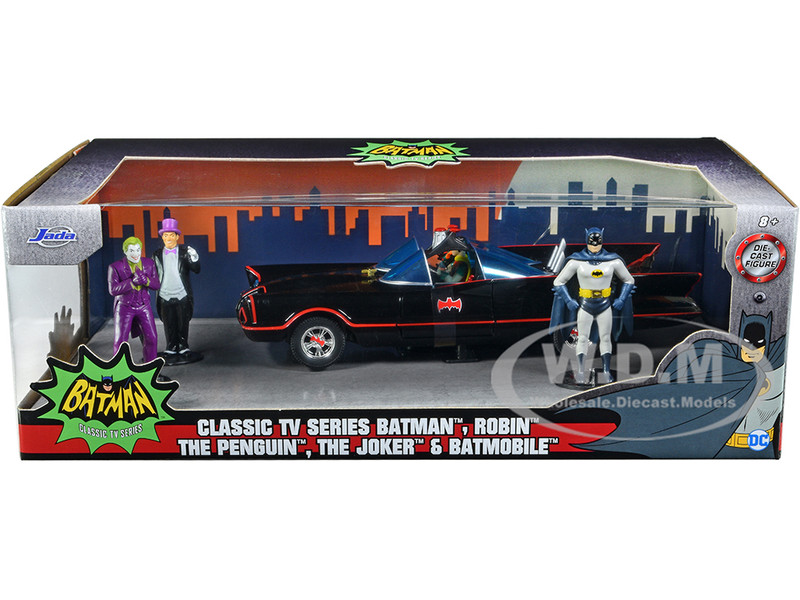 1966 Classic Batmobile with Diecast Batman The Joker The Penguin