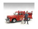 Firefighters 6 piece Figure Set 4 Males 1 Dog 1 Accessory 1/18 Scale Models American Diorama 76318-76319-76320-76321