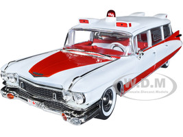 1959 Cadillac Eldorado Ambulance Red White 1/18 Diecast Model Auto World AW302