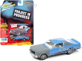 1976 Plymouth Volare Road Runner Big Sky Blue Primer Gray Black Stripes White Interior Project in Progress Limited Edition 12018 pieces Worldwide Street Freaks Series 1/64 Diecast Model Car Johnny Lightning JLSF023-JLSP233A