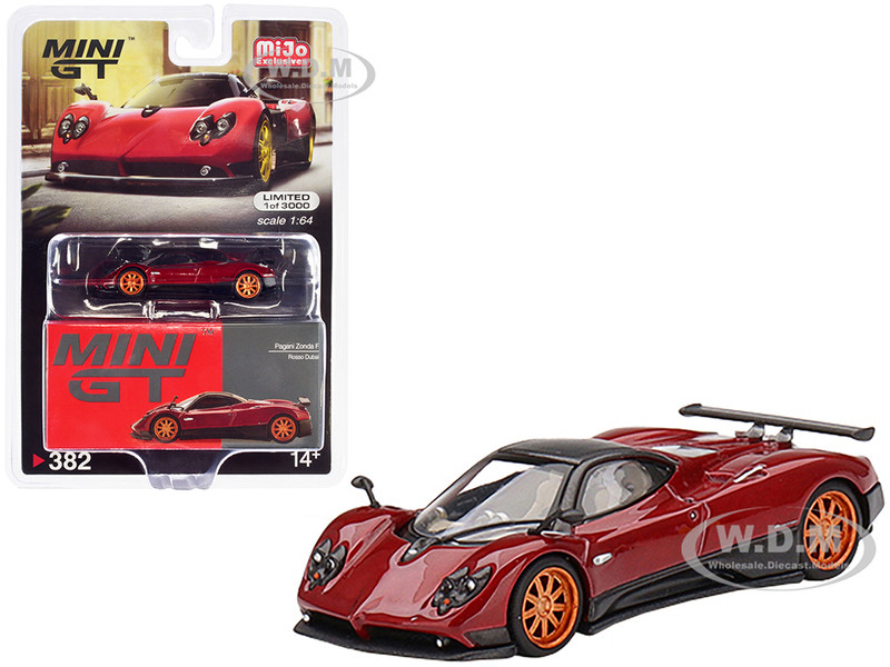 Pagani Zonda F Rosso Dubai Red Metallic Black Top Limited Edition 3000 pieces Worldwide 1/64 Diecast Model Car True Scale Miniatures MGT00382