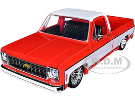 1973 Chevrolet Cheyenne 10 Pickup Truck Flame Red Bright White Limited Edition 9600 pieces Worldwide 1/24 Diecast Model Car M2 Machines 40300-94B