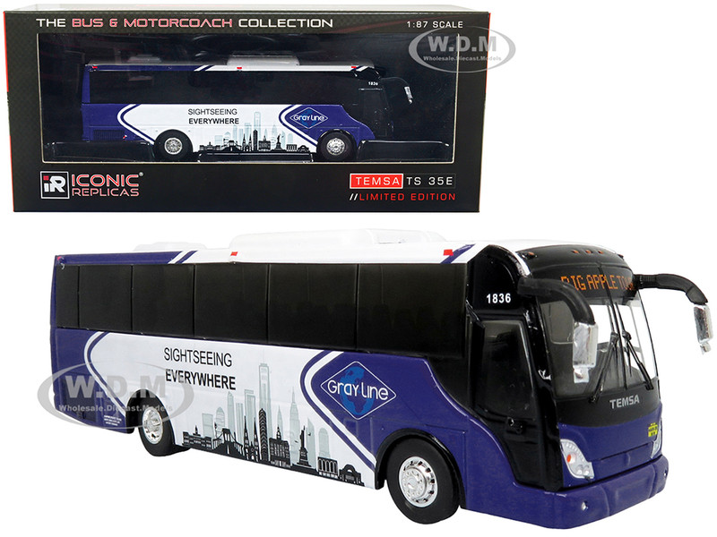 TEMSA TS 35E Bus New York City Gray Line Sightseeing Everywhere Big Apple Tour The Bus & Motorcoach Collection 1/87 HO Diecast Model Iconic Replicas 87-0361