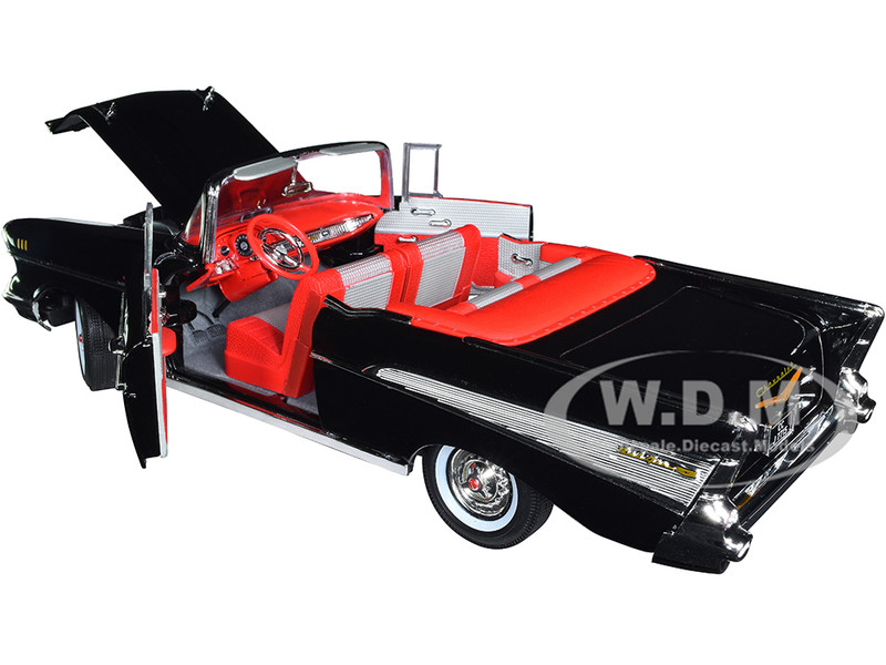 1957 Chevrolet Bel Air Convertible Onyx Black James Bond 007 Dr. No  (1962) Movie 60 Years of Bond Series 1/18 Diecast Model Car by Auto World