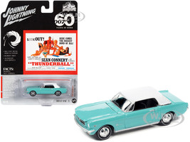 1965 Ford Mustang Light Blue White Top James Bond 007 Thunderball 1965 Movie Pop Culture 2022 Release 3 1/64 Diecast Model Car Johnny Lightning JLPC008-JLSP273