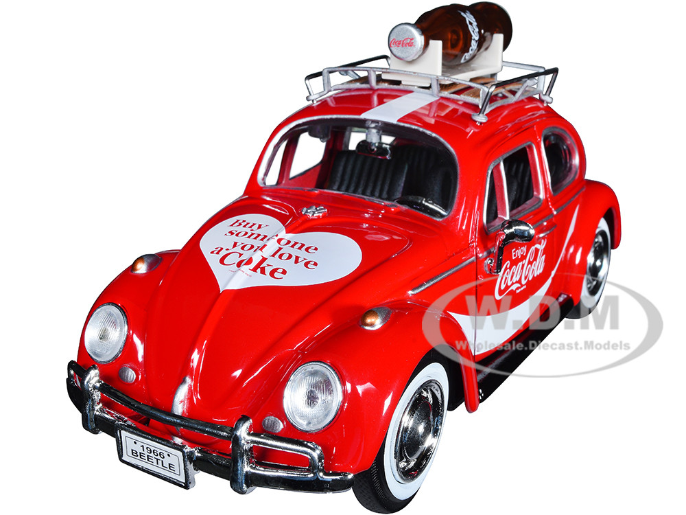 1966 Volkswagen Beetle Red with Roof Rack and Accessories Diecast Model Car by Motor City