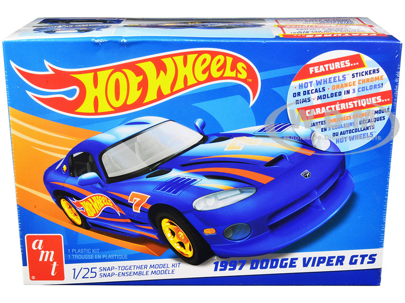 Skill 1 Snap Model Kit 1997 Dodge Viper GTS Hot Wheels 1/25 Scale Model AMT AMT1349M