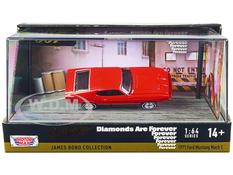 1971 Ford Mustang Mach 1 Red James Bond 007 Diamonds are Forever 1971 Movie Display 1/64 Diecast Model Car Motormax 79824