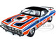 1971 Plymouth Barracuda 440 Pearl White Blue Red Stripes Black Top Limited Edition 6550 pieces Worldwide 1/24 Diecast Model Car M2 Machines 40300-96A