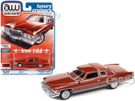 1975 Cadillac Coupe DeVille Firethorn Red Metallic Firethorn Red Vinyl Top Luxury Cruisers Limited Edition 1/64 Diecast Model Car Auto World 64372-AWSP109B