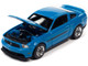 2012 Ford Mustang GT/CS Grabber Blue Black Stripes Modern Muscle Limited Edition 1/64 Diecast Model Car Auto World 64372-AWSP112A