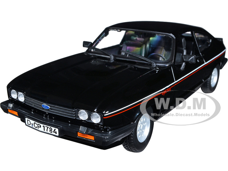 1982 FORD CAPRI BLACK W/ STRIPES 1/24 DIECAST MODEL CAR BY BBURAGO