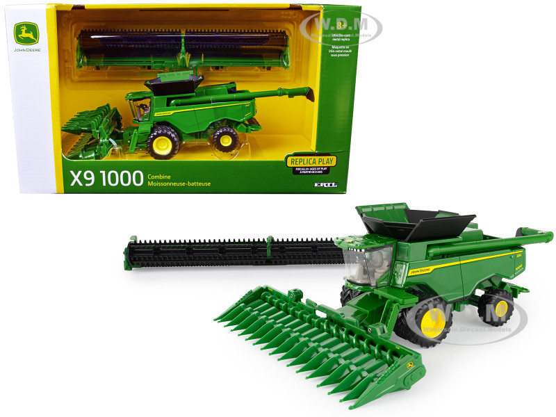John Deere X9 1000 Combine 12-Row Corn Head Draper Grain Head 1/64 Diecast Model ERTL TOMY 45762