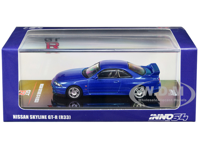Nissan Skyline GT-R R33 RHD Right Hand Drive Bayside Blue Metallic 1/64 Diecast Model Car Inno Models IN64-R33-CBL
