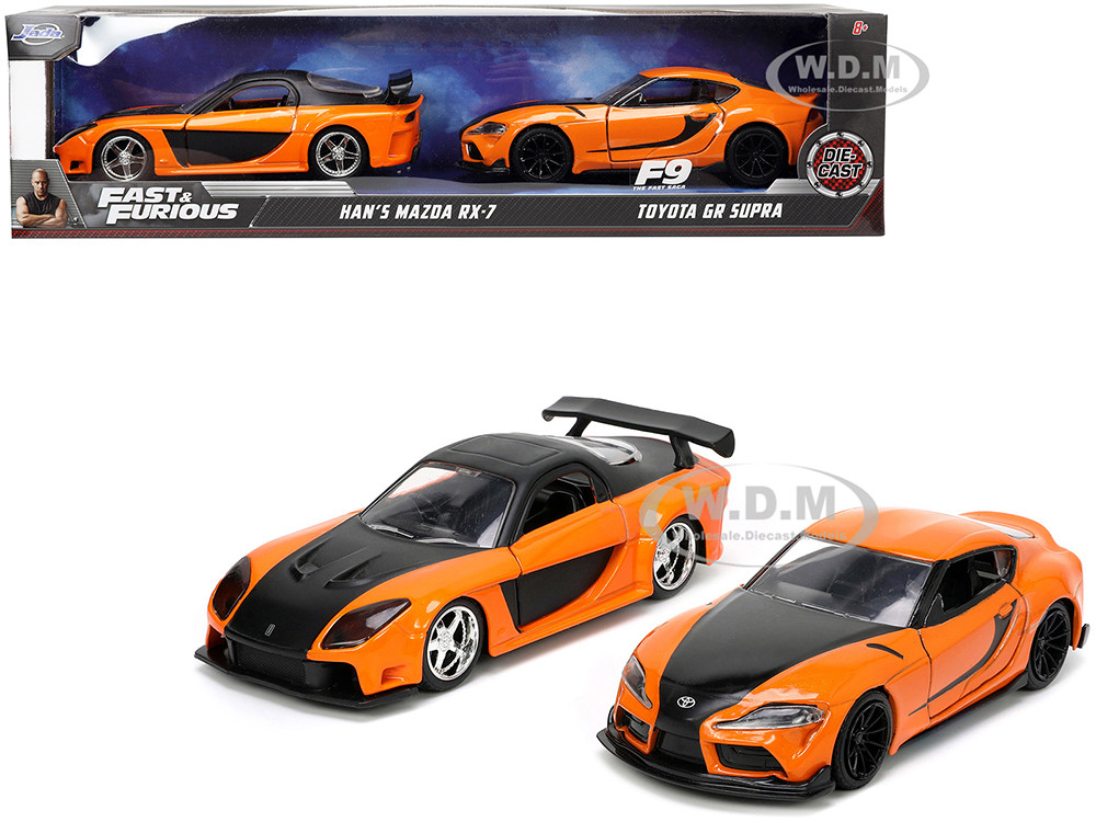 Han's Mazda RX-7 Orange Metallic Matt Black Toyota GR Supra Orange