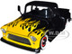 1955 Chevrolet Stepside Pickup Truck Matt Black Yellow Flames Just Trucks Series 1/24 Diecast Model Car Jada 34294