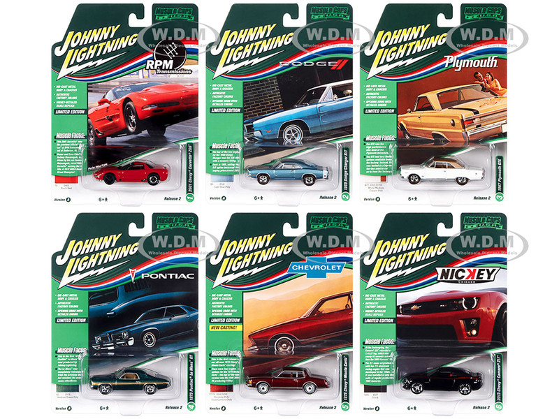 Muscle Cars USA 2022 Set A 6 pieces Release 2 1/64 Diecast Model Cars Johnny Lightning JLMC030A