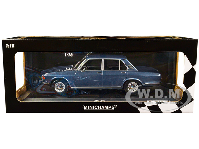1968 BMW 2500 Blue Metallic Limited Edition 504 pieces Worldwide 1/18 Diecast Model Car Minichamps 155029200