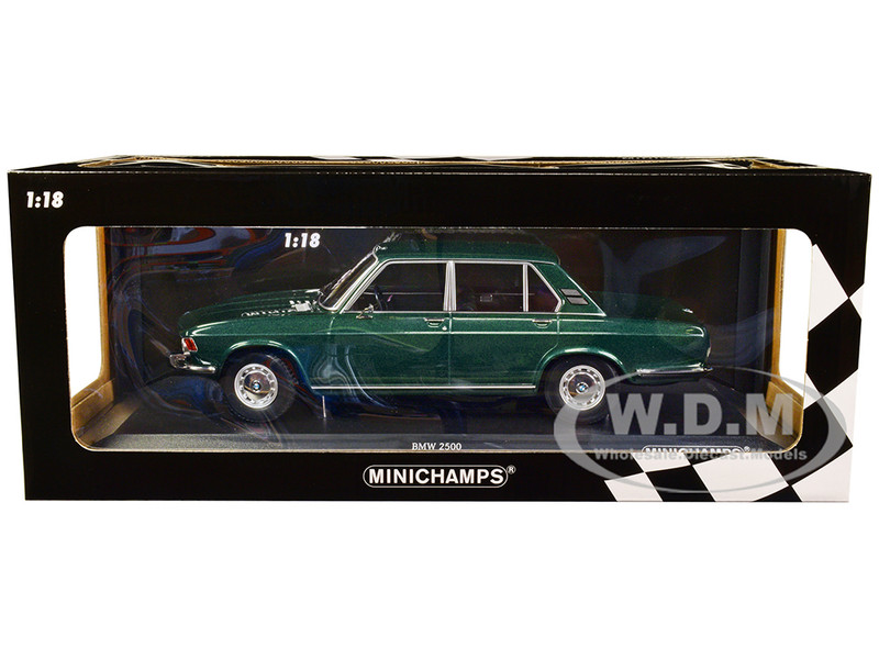 1968 BMW 2500 Green Metallic Limited Edition 504 pieces Worldwide 1/18 Diecast Model Car Minichamps 155029201