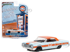 1964 Chevrolet Impala SS #01 Light Blue with Orange Top and Stripes Gulf Oil Running on Empty Series 15 1/64 Diecast Model Car Greenlight 41150A