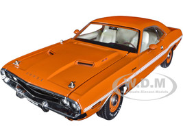 1970 Dodge Challenger R/T Go Mango Orange White Stripes 1/18 Diecast Model Car Greenlight 13630