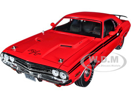 1971 Dodge Challenger R/T Bright Red Black Stripes 1/18 Diecast Model Car Greenlight 13631