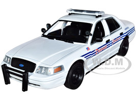 2008 Ford Crown Victoria Police Interceptor White Blue Stripes Detroit Police Michigan Hot Pursuit Series 1/24 Diecast Model Car Greenlight 85563