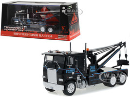 1984 Freightliner FLA 9664 Tow Truck Black Road Ranger Towing Terminator 2: Judgment Day 1991 Movie 1/43 Diecast Model Car Greenlight 86627