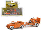 1973 Volkswagen Thing Type 181 Convertible Orange 1920 Indian Scout Motorcycle Orange Utility Trailer Hitch & Tow Series 26 1/64 Diecast Model Car Greenlight 32260C