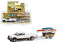 2022 Ram 2500 Limited Longhorn Pickup Truck Bright White Walnut Brown Canoe Trailer Canoe Rack Canoe Kayak Hitch & Tow Series 26 1/64 Diecast Model Car Greenlight 32260D