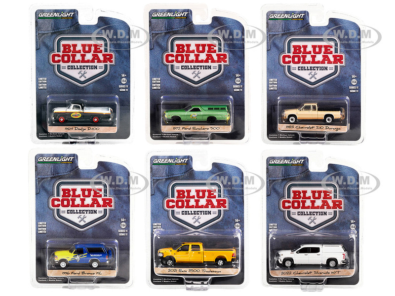 Blue Collar Collection Set 6 pieces Series 11 1/64 Diecast Model Cars Greenlight 35240