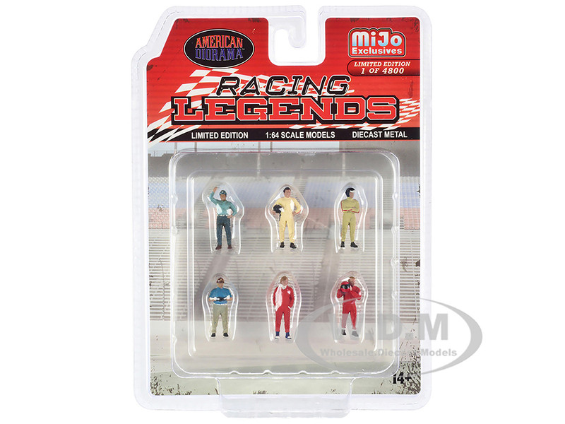 Racing Legends 6 piece Diecast Set 6 Driver Figures Limited Edition 4800 pieces Worldwide 1/64 Scale Models American Diorama AD-76503MJ