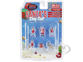 Santa's Day Out 6 piece Diecast Set 1 Man 2 Women 1 Reindeer 1 Present Figures Accessories Limited Edition 4800 pieces Worldwide 1/64 Scale Models American Diorama AD-76508MJ