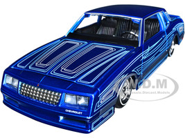 1986 Chevrolet Monte Carlo SS Lowrider Candy Blue Graphics Lowriders Series 1/24 Diecast Model Car Maisto 32542BL