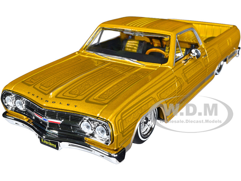 1965 Chevrolet El Camino Lowrider Gold Metallic Graphics Lowriders Series 1/25 Diecast Model Car Maisto 32543GLD