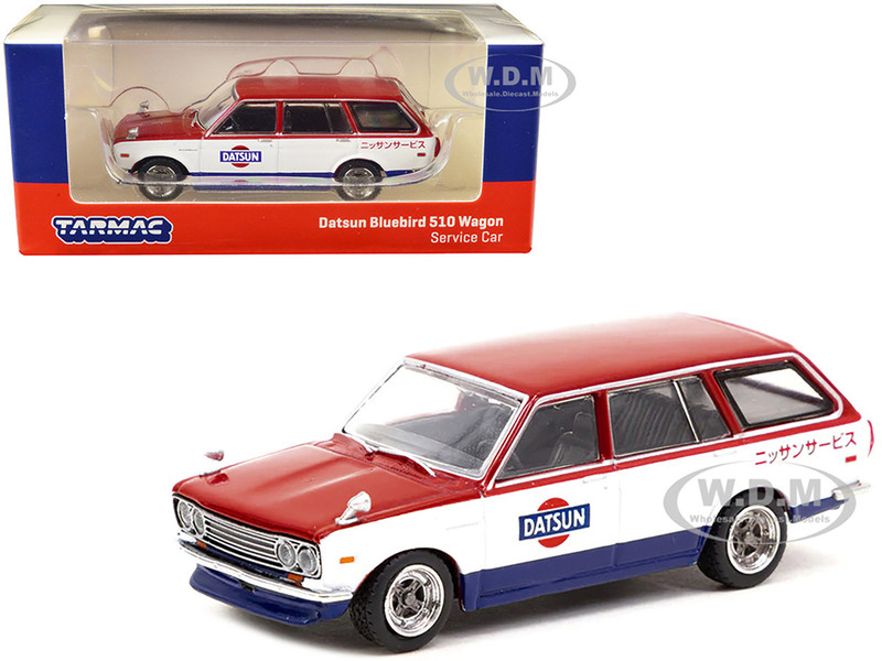 Datsun Bluebird 510 Wagon Service Car Red White Blue Global64 Series 1/64 Diecast Model Car Tarmac Works T64G-026-SC