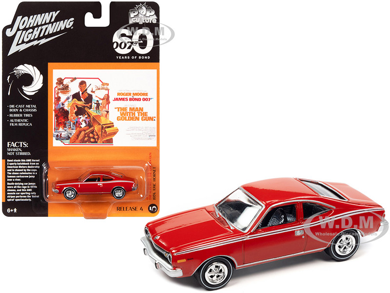 1974 AMC Hornet Red 007 James Bond The Man with the Golden Gun 1974 Movie Pop Culture 2022 Release 4 1/64 Diecast Model Car Johnny Lightning JLPC009-JLSP267