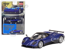 Pagani Zonda F Blu Argentina Blue Metallic Black Top Limited Edition 3000 pieces Worldwide 1/64 Diecast Model Car Mini GT MGT00408