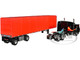 Peterbilt 579 with 72 Mid Roof Sleeper and 53 Utility RollTarp Trailer Black and Red 1/64 Diecast Model DCP/First Gear 60-1610