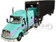 Peterbilt 579 with 72 Mid Roof Sleeper and 53 Utility RollTarp Trailer Teal and Black with Purple Stripes 1/64 Diecast Model DCP/First Gear 60-1611
