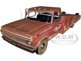 1970 Ford F-350 Ramp Truck Red Primer Rusted Porkchop's Chop Shop 1/18 Diecast Model ACME A1801416