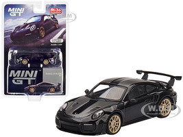 Porsche 911 991 GT2 RS Weissach Package Black Carbon Stripes Limited Edition 3960 pieces Worldwide 1/64 Diecast Model Car True Scale Miniatures MGT00401